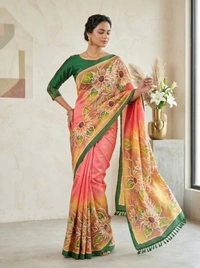 SKU1661 : Designer Pure Silk Saree with Blouse Piece – Traditional Party Wear - Dry Wash Only, Yes