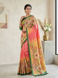SKU1661 : Designer Pure Silk Saree with Blouse Piece – Traditional Party Wear - Dry Wash Only, Yes