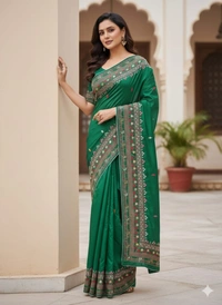 SKU1139 : Elegant Handwoven Bangalore Silk Saree – Gujrati Lambani Work - Dry Wash, Yes