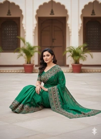 SKU1139 : Elegant Handwoven Bangalore Silk Saree – Gujrati Lambani Work - Dry Wash, Yes