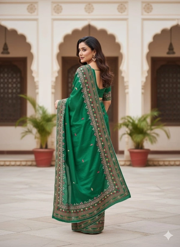 SKU1139 : Elegant Handwoven Bangalore Silk Saree – Gujrati Lambani Work - Dry Wash, Yes