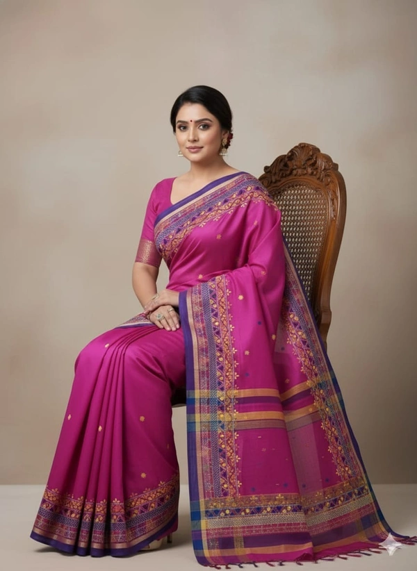 SKU1125 : Pure Handloom Saree | Lambani Work | Handwoven, Lightweight & Breathable Fabric - Dry Wash, Yes