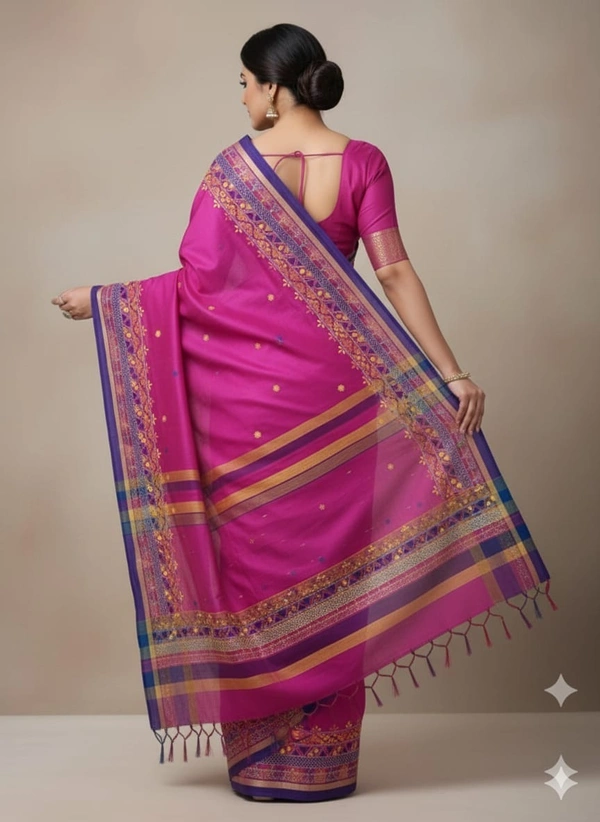 SKU1125 : Pure Handloom Saree | Lambani Work | Handwoven, Lightweight & Breathable Fabric - Dry Wash, Yes
