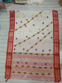 SKU1126 : Elegant Semi Silk Saree – Parsi Work - Dry Wash, Yes