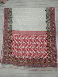 SKU1128 : Elegant Handwoven Jamdani Saree – Gujrati Lambani Work - Dry wash, Yes