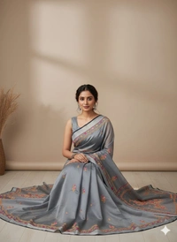 SKU1030 : Cotton Tissue Saree | All over Parsi Work - Dry Wash, Yes