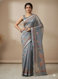 SKU1030 : Cotton Tissue Saree | All over Parsi Work - Dry Wash, Yes