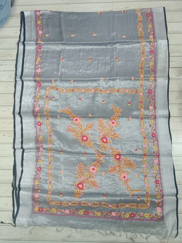 SKU1030 : Cotton Tissue Saree | All over Parsi Work - Dry Wash, Yes