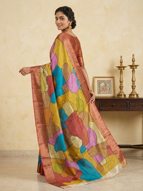 SKU1672 : Designer Pure Silk Saree with Blouse Piece – Traditional Party Wear - Dry Wash Only, Yes