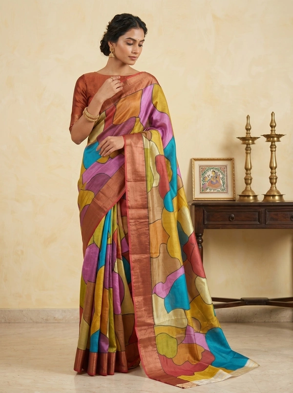 SKU1672 : Designer Pure Silk Saree with Blouse Piece – Traditional Party Wear - Dry Wash Only, Yes