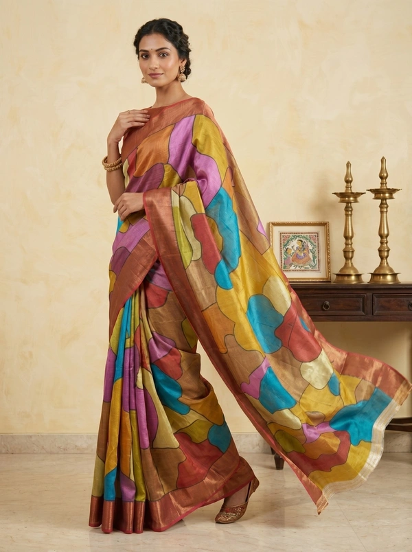 SKU1672 : Designer Pure Silk Saree with Blouse Piece – Traditional Party Wear - Dry Wash Only, Yes