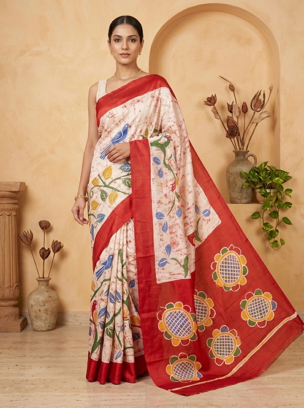 SKU1649 : Designer Pure Silk Saree with Blouse Piece – Traditional Party Wear - Dry Wash Only, Yes