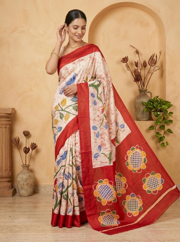 SKU1649 : Designer Pure Silk Saree with Blouse Piece – Traditional Party Wear - Dry Wash Only, Yes