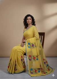 SKU1141 : Resham Check Saree – Gorgeous, Lightweight & Breathable Fabric - Dry Wash, No