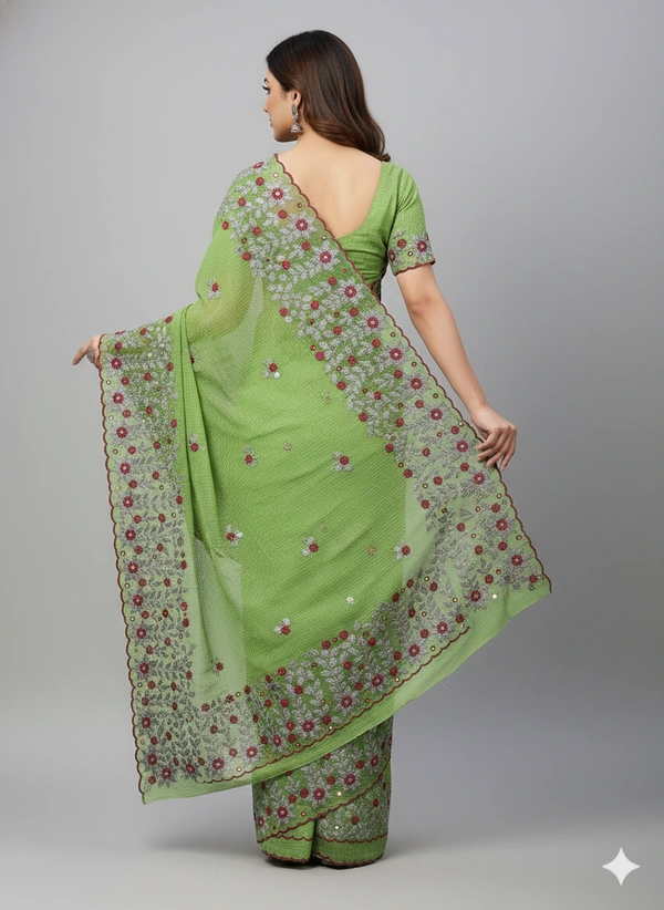 SKU1132 : Resham Check Saree – Gorgeous, Lightweight & Breathable Fabric - Dry Wash, No