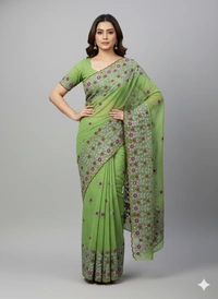 SKU1132 : Resham Check Saree – Gorgeous, Lightweight & Breathable Fabric - Dry Wash, No