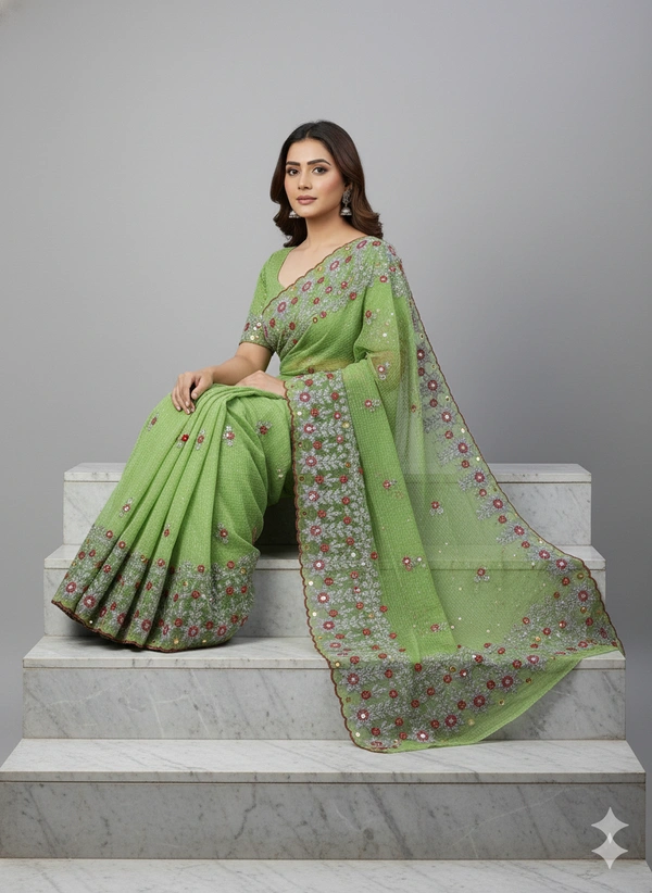 SKU1132 : Resham Check Saree – Gorgeous, Lightweight & Breathable Fabric - Dry Wash, No