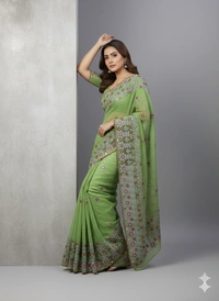 SKU1132 : Resham Check Saree – Gorgeous, Lightweight & Breathable Fabric - Dry Wash, No