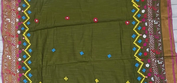 SKU1115 : Elegant Pure Resham Silk Saree – Gujrati Lambani Handwoven Ethnic Wear - Dry Wash, Yes