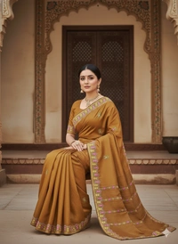 SKU1134 : Pure Silk | Chanderi Silk – Chikonkari Work - Dry Wash, Yes