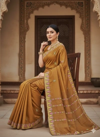 SKU1134 : Pure Silk | Chanderi Silk – Chikonkari Work - Dry Wash, Yes