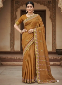 SKU1134 : Pure Silk | Chanderi Silk – Chikonkari Work - Dry Wash, Yes