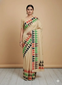 SKU1135 : Dhanekhali Tant Saree – Handwoven, Lightweight & Breathable Fabric - Hand Wash, Yes