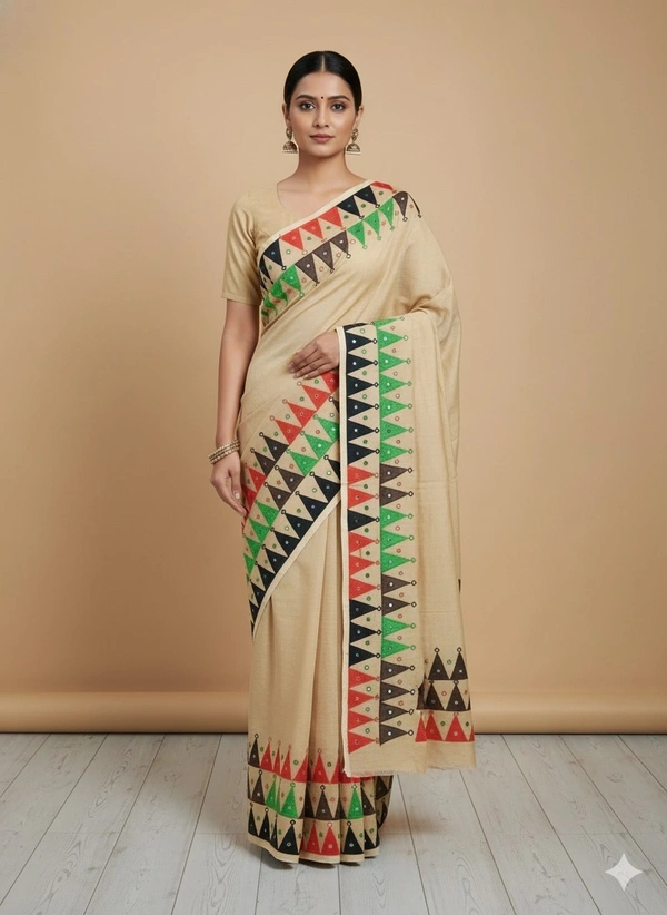SKU1135 : Dhanekhali Tant Saree – Handwoven, Lightweight & Breathable Fabric - Hand Wash, Yes