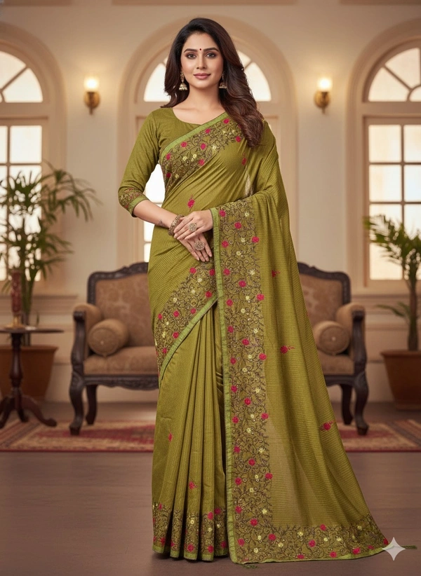 SKU1136 : Pure Noyal Saree | Embroidered Work - Dry Wassh, Yes