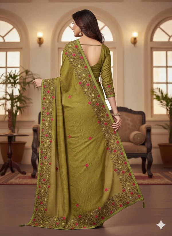SKU1136 : Pure Noyal Saree | Embroidered Work - Dry Wassh, Yes