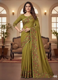 SKU1136 : Pure Noyal Saree | Embroidered Work - Dry Wassh, Yes