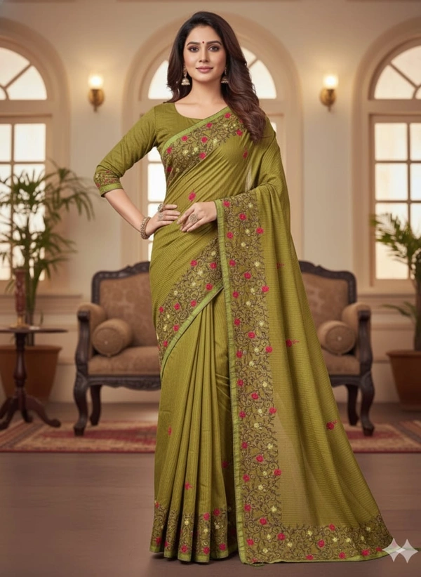 SKU1136 : Pure Noyal Saree | Embroidered Work - Dry Wassh, Yes