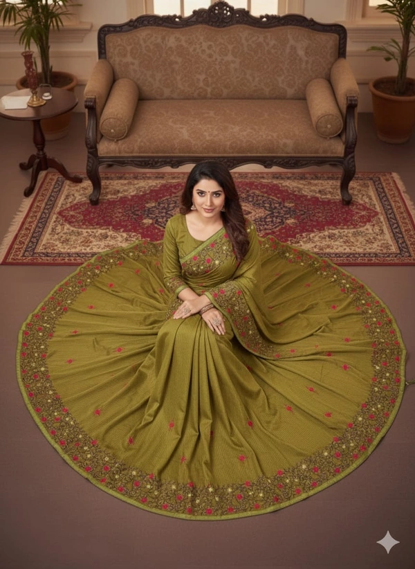 SKU1136 : Pure Noyal Saree | Embroidered Work - Dry Wassh, Yes