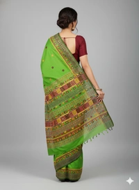 SKU1116 : Elegant Handwoven Tussar Bapta Saree – Gujrati Lambani Work - Dry Wash, Yes
