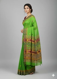 SKU1116 : Elegant Handwoven Tussar Bapta Saree – Gujrati Lambani Work - Dry Wash, Yes