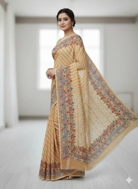 SKU1117 : Elegant Handwoven Jamdani Saree – Gujrati Lambani Work - Dry Wash, Yes