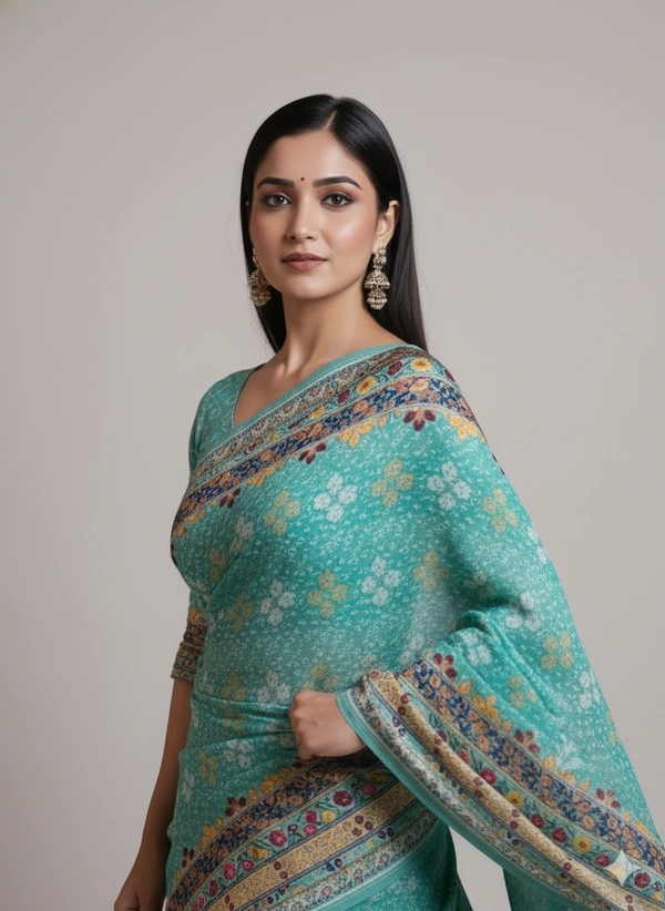 SKU1140 : Elegant Handwoven Jamdani Saree – Gujrati Lambani Work - Dry Wash, Yes