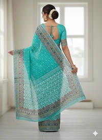 SKU1118 : Elegant Handwoven Jamdani Saree – Gujrati Lambani Work - Dry Wash, Yes