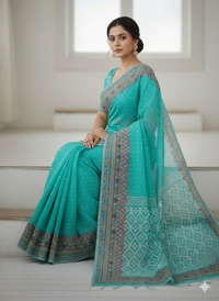 SKU1118 : Elegant Handwoven Jamdani Saree – Gujrati Lambani Work - Dry Wash, Yes