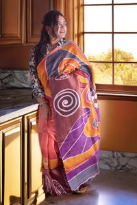 SKU0356 : Pure Silk Murshidabad Handloom Saree – Elegant Traditional Weave - Block Print, Hand Print, Dry Clean Only, Yes