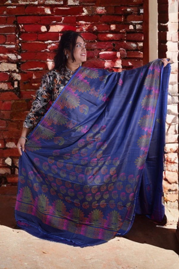 SKU0359 : Elegant Pure Katan Silk Saree – Handwoven Banarasi Traditional Saree for Women - Animal Motif, Discharge Print, Dry Wash Only, Yes