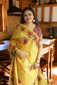 SKU0179 : Pure Tussar Silk Saree with Parsi Work - Normal Length 6.5 mtr, Yellow, Designer/Contemporary, Dry Clean Only, Yes