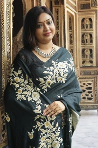 SKU0186 :Pure Silk Dhanekhali Saree – Handwoven Bengal Traditional | Parsi Stich - Normal Length 6.3 mtr, Black, Designer/Contemporary, Dry Clean Only, Yes