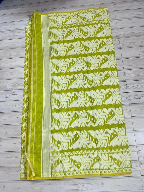 SKU1263 : Elegant Cotton Blend Jamdani Saree | Dhakai Jamdani - Hand Wash, Yes