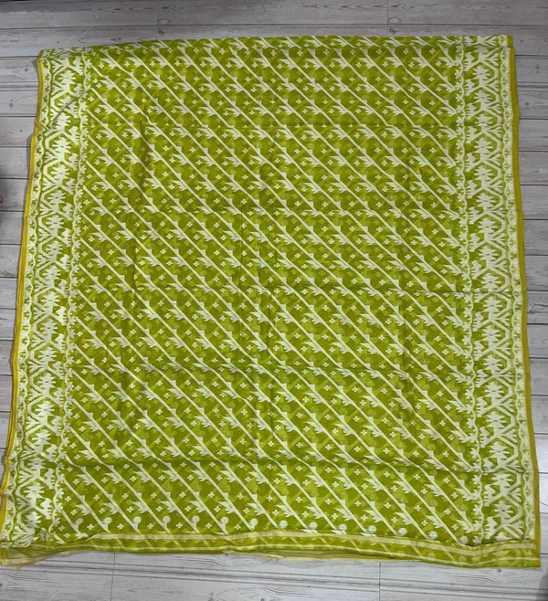 SKU1263 : Elegant Cotton Blend Jamdani Saree | Dhakai Jamdani - Hand Wash, Yes