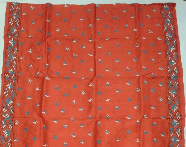 SKU0900 : Pure Silk Kantha Stitch Saree – Handcrafted Bengal - Kantha Stitch, Dry Clean Only, Yes