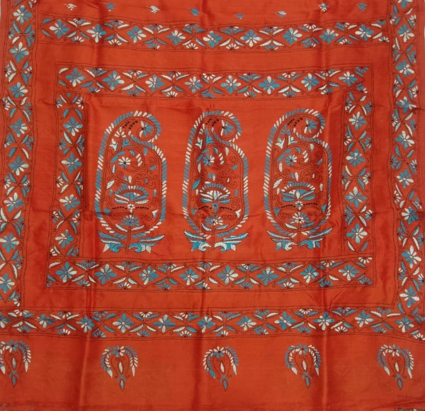 SKU0900 : Pure Silk Kantha Stitch Saree – Handcrafted Bengal - Kantha Stitch, Dry Clean Only, Yes