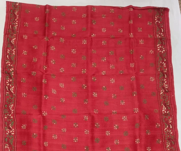 SKU0902 : Pure Silk Kantha Stitch Saree – Handcrafted Bengal - Kantha Stitch, Dry Clean Only, Yes