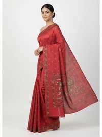 SKU0902 : Pure Silk Kantha Stitch Saree – Handcrafted Bengal - Kantha Stitch, Dry Clean Only, Yes