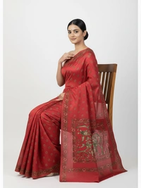 SKU0902 : Pure Silk Kantha Stitch Saree – Handcrafted Bengal - Kantha Stitch, Dry Clean Only, Yes